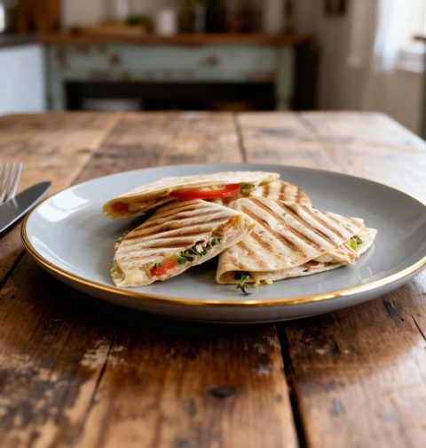 Quesadillas met gerookte kip en paprika