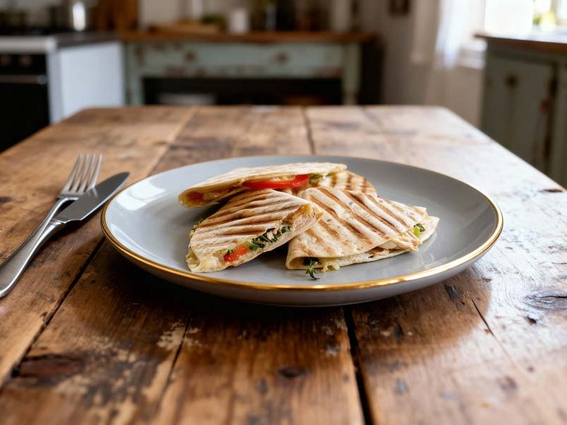 Quesadillas met gerookte kip en paprika