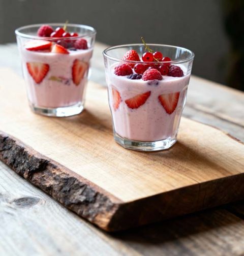 Yoghurtshake met rode vruchten