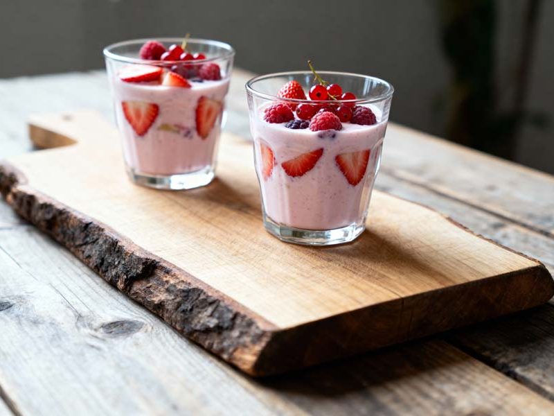 Yoghurtshake met rode vruchten