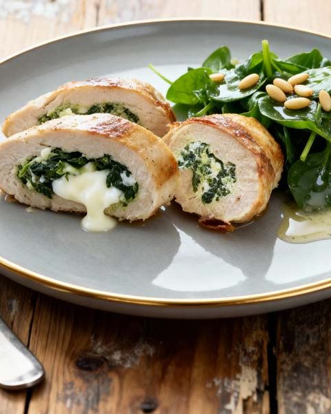 Gevuld kipfilet met spinazie en mozzarella