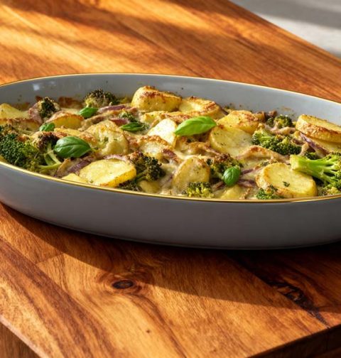 Aardappelgratin met broccoli