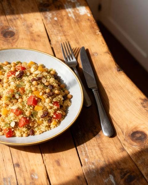 Couscous met kikkererwten, venkel en Marokkaanse kruiden