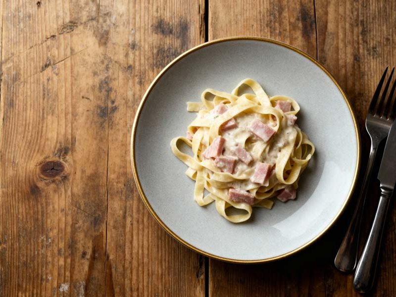 Tagliatelle met ham-roomsaus