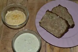 Gehaktbrood pesto met basilicumsaus