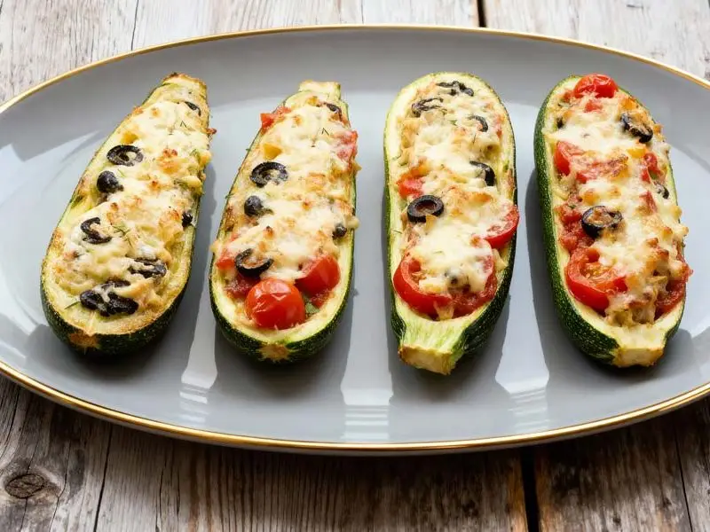 Gevulde courgette met kaas en tomaten