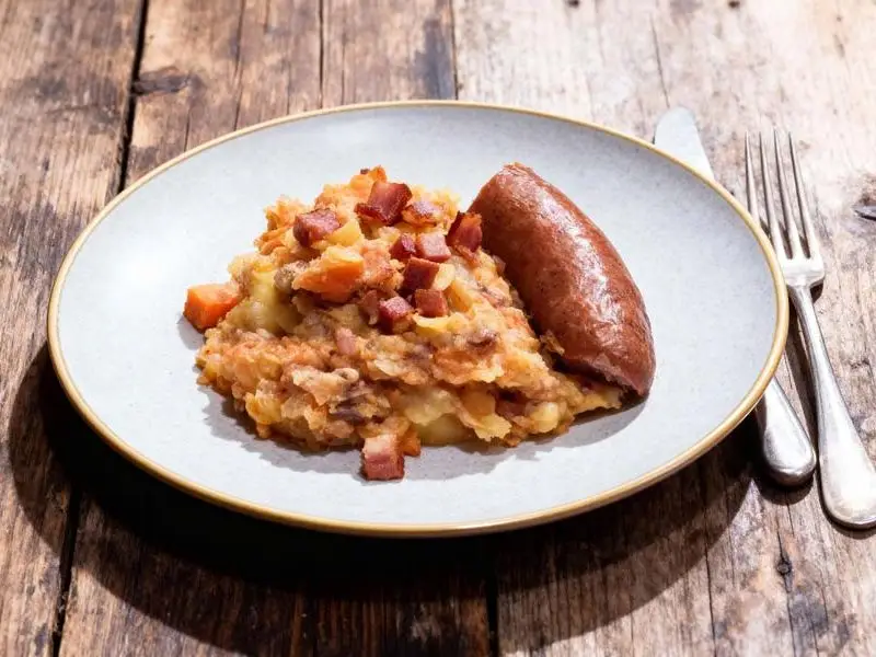 Hutspot met rookworst en spekjes