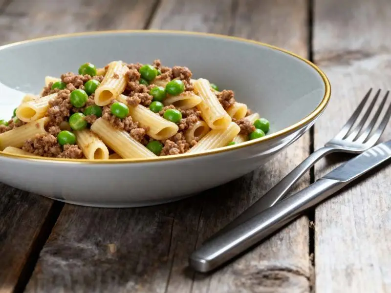 Pasta met gehakt en kapucijners