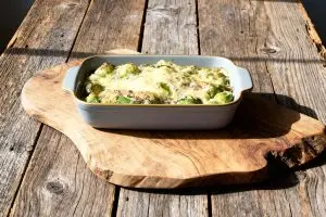 Pittige Spruitjesgratin