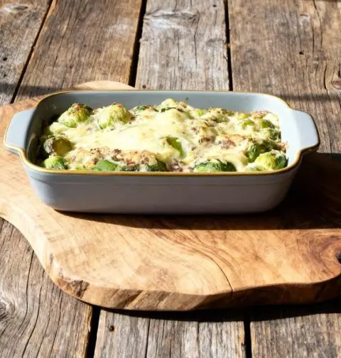 Pittige Spruitjesgratin