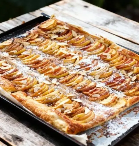 Plaattaart met appel