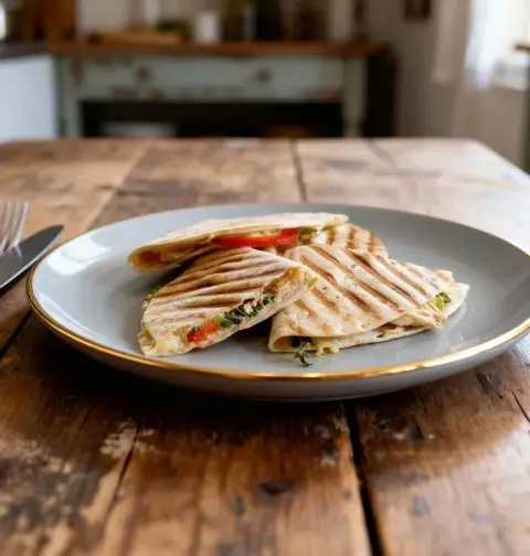 Quesadillas met gerookte kip en paprika