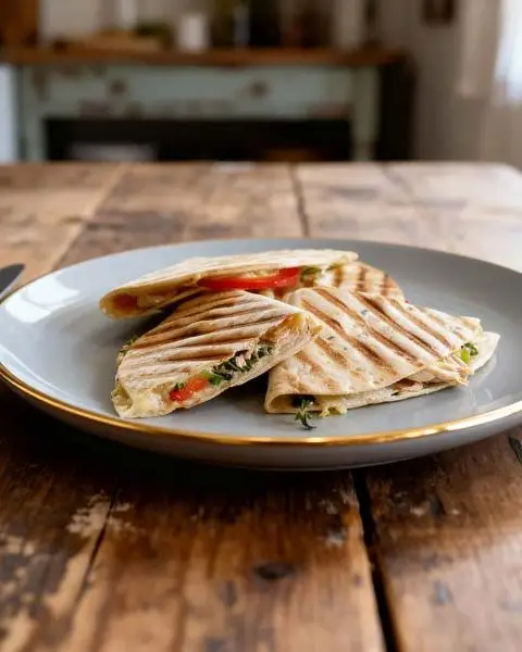 Quesadillas met gerookte kip en paprika