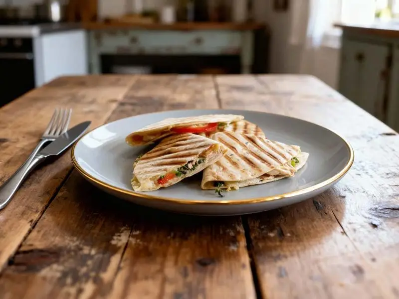 Quesadillas met gerookte kip en paprika