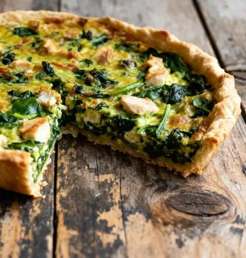 Quiche met kip en spinazie