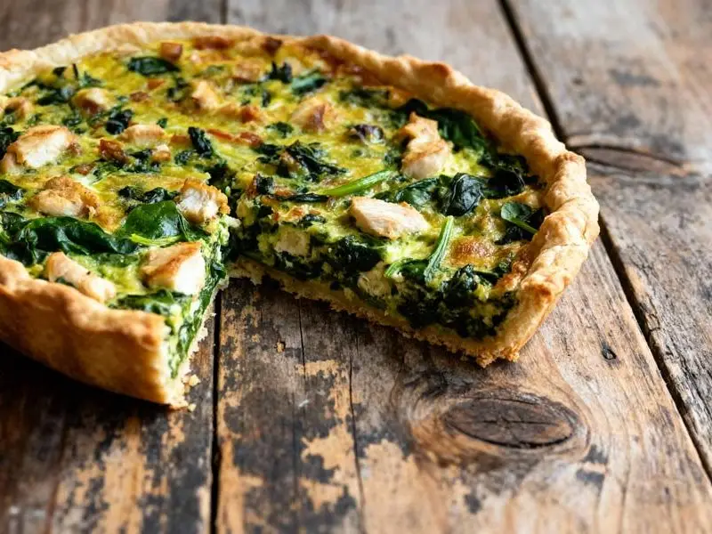 Quiche met kip en spinazie