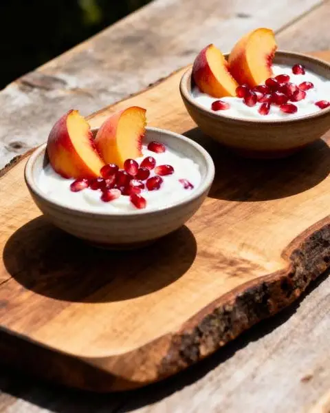 Yoghurt met Perzik en Granaatappelpitjes