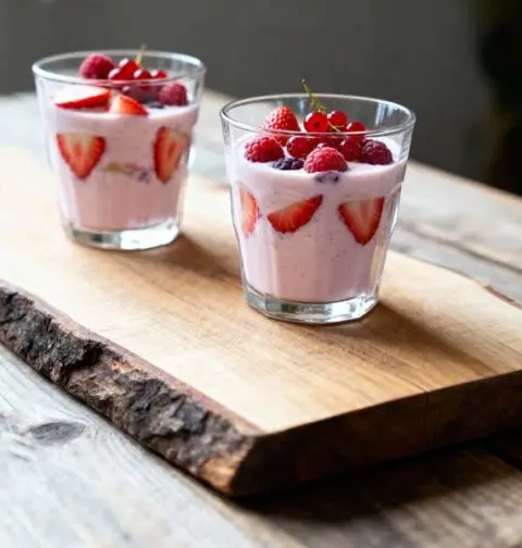 Yoghurtshake met rode vruchten