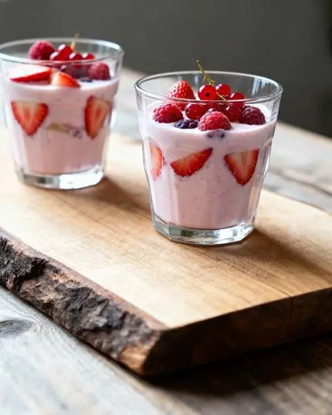 Yoghurtshake met rode vruchten