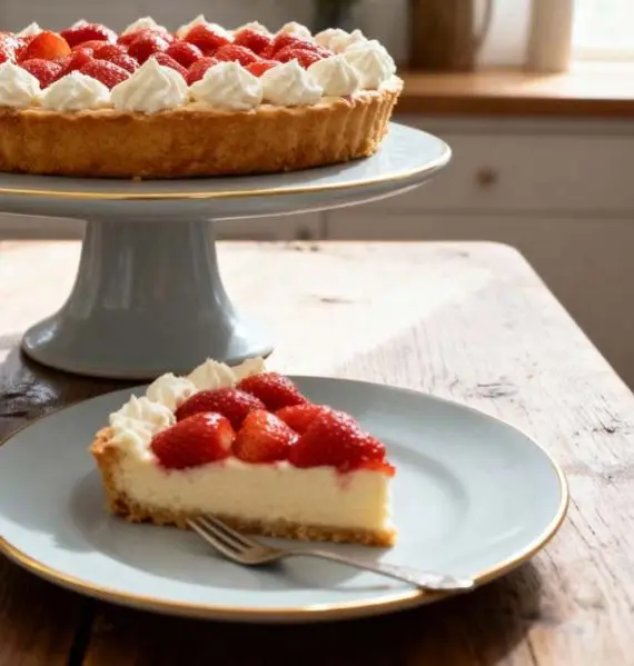 Aardbei slagroomvlaai