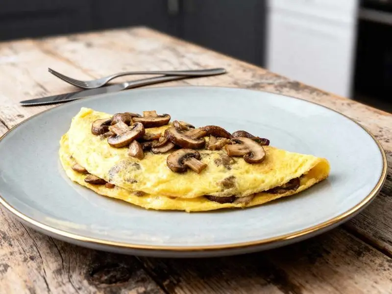 Boerenomelet met ui en champignons