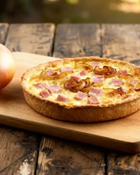 Zoete uientaart met ham