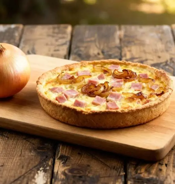 Zoete uientaart met ham