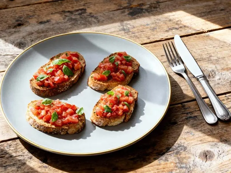 Bruschetta met tomaat en basilicum