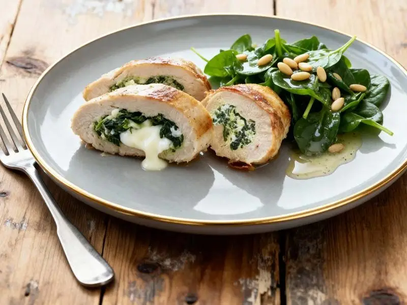 Gevuld kipfilet met spinazie en mozzarella