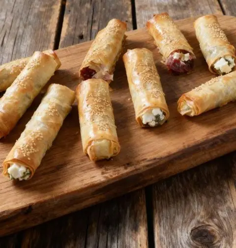 Met fetakaas gevulde deegrolletjes