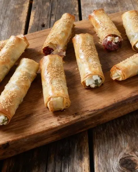 Met fetakaas gevulde deegrolletjes