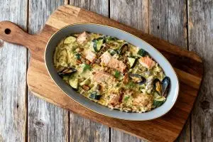 Ovenschotel met vis en aardappelpuree