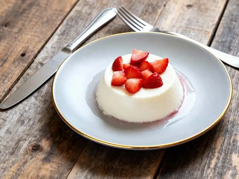 Panna cotta met aardbei