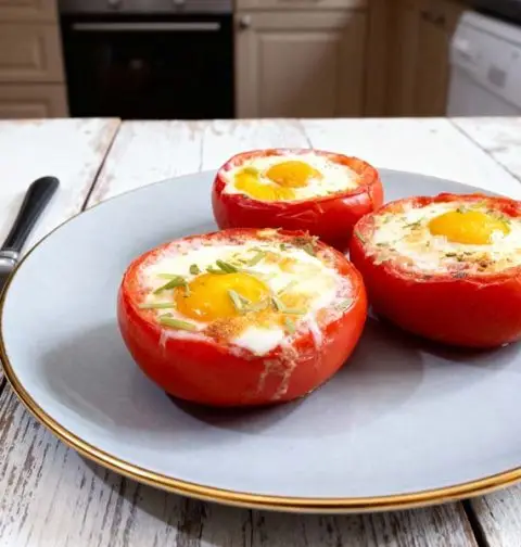 Pikant gevulde tomaten met eieren