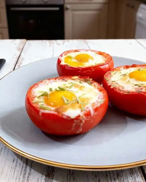 Pikant gevulde tomaten met eieren