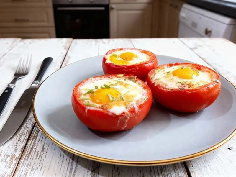 Pikant gevulde tomaten met eieren