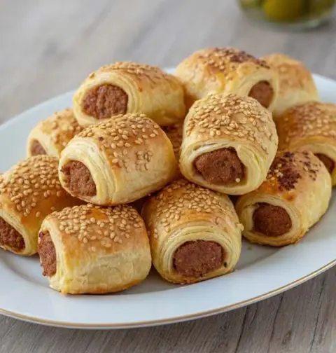 Bladerdeeghapjes met pittig gehakt