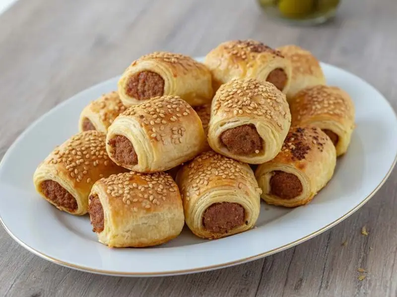 Bladerdeeghapjes met pittig gehakt