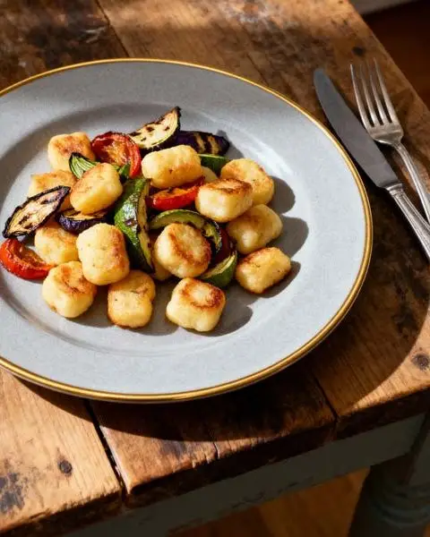 Gebakken gnocchi met gegrilde groenten