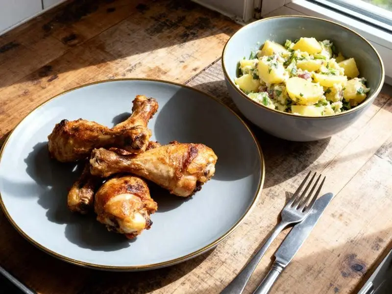 Geroosterde drumsticks met aardappelsalade