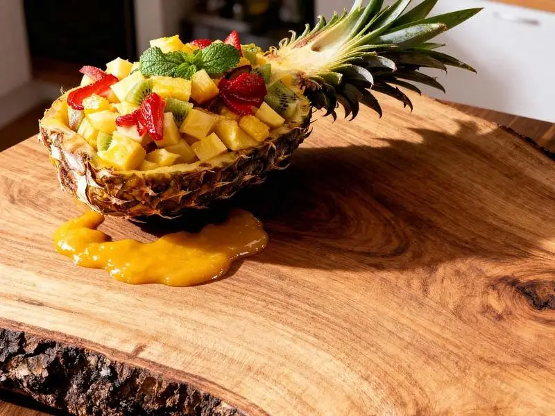 Gevulde ananas met mangosaus