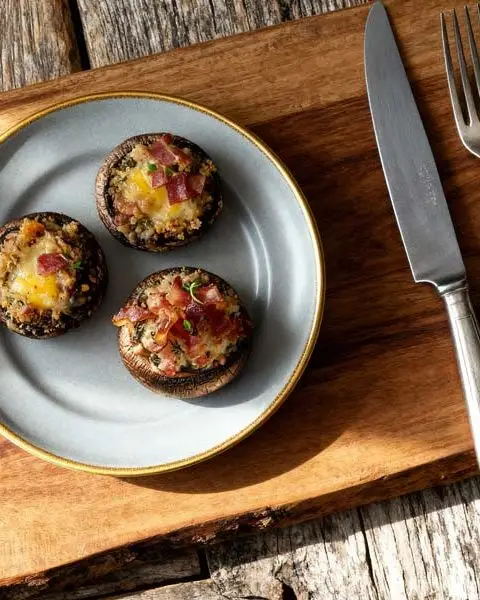 Gevulde champignons met spekjes
