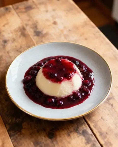 Griesmeelpudding met bessensap