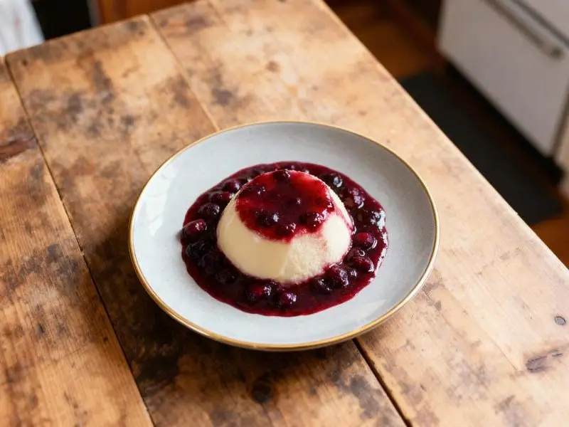 Griesmeelpudding met bessensap