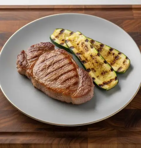 Hamlapje met geroosterde courgette