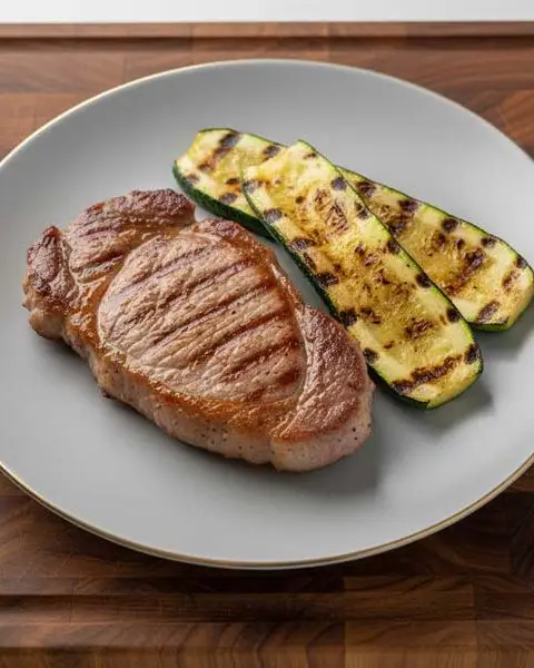 Hamlapje met geroosterde courgette