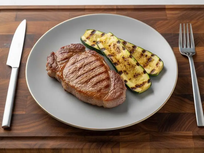 Hamlapje met geroosterde courgette