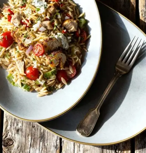 Orzo salade met kip