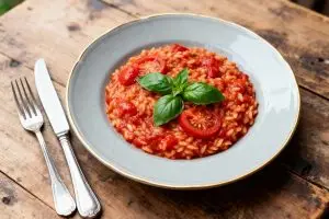 Tomatenrisotto met basilicum