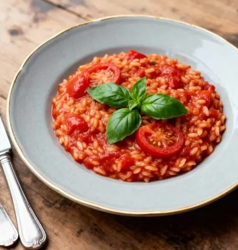Tomatenrisotto met basilicum